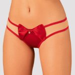 Трусики стрінги з атласним бантиком Rubinesa red/nude