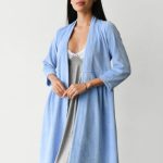 Велюровий халат для вагітних і годуючих мам 25400 blue