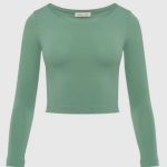 Бавовняний укорочений лонгслів 23114 green