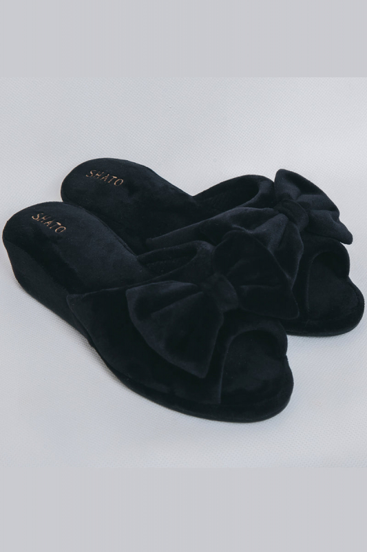 Домашні капці з бантом 010 ribbon black