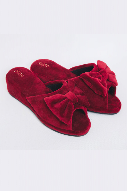 Домашні капці з бантом 010 ribbon bordo