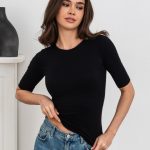 Футболка з віскози в рубчик 23012-1 black