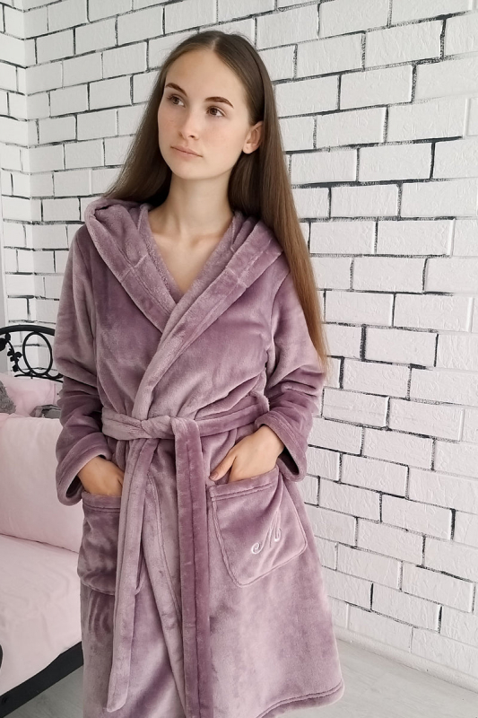 Халат з велсофту з вишивкою 08-005 Maria orchidea
