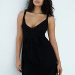 Нічна бавовняна сорочка для годуючих мам 24182 black