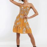 Пляжний сарафан з принтом 22004 mustard