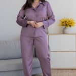 Шовкова піжама на ґудзиках Пф1300 pale purple