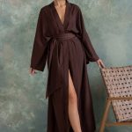 Шовковий халат з поясом Chocolate SL0035-08-04 chocolate