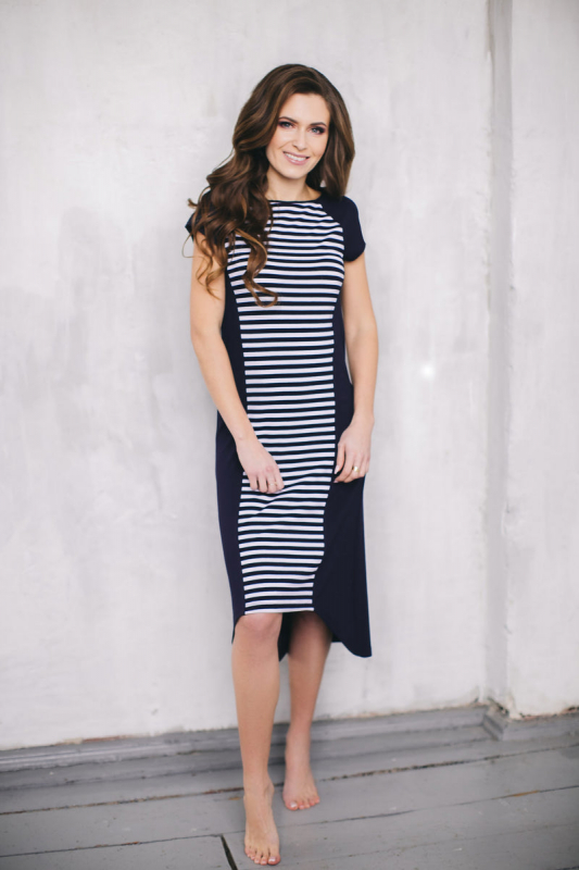 Трикотажна сукня в смужку 421 blue