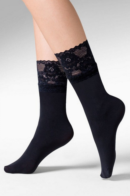 Матові шкарпетки з мереживною гумкою Nina 60d