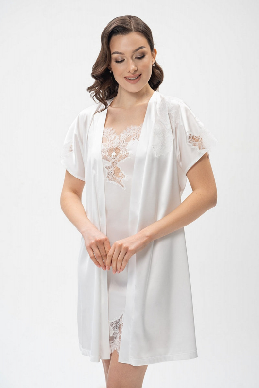 Атласний халат 2401/1 ecru