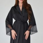 Атласний халат з мереживом 1566/65025