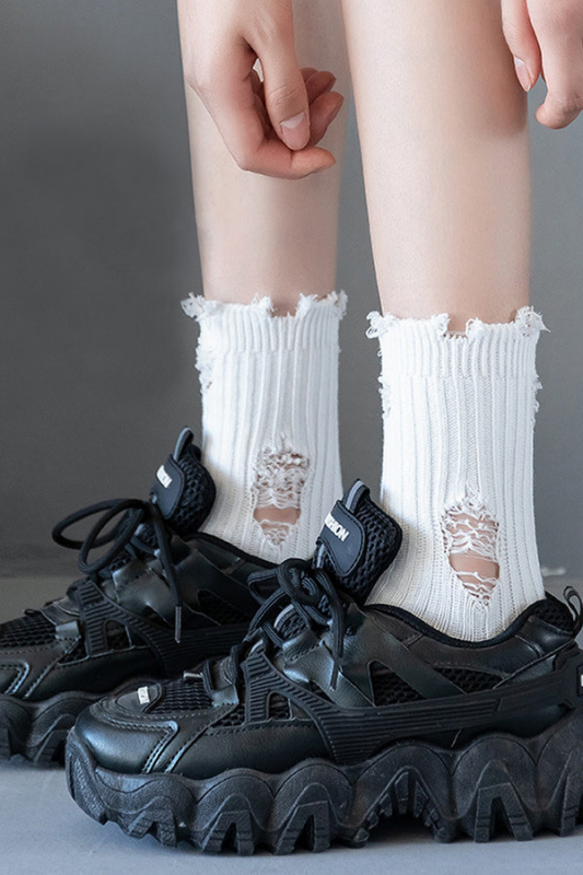 «Рвані» шкарпетки в рубчик ZHR005