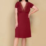 Сорочка з модалу та мережива 808-6066 marsala