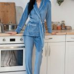 Домашній комплект з велюру Кбл1424 blue