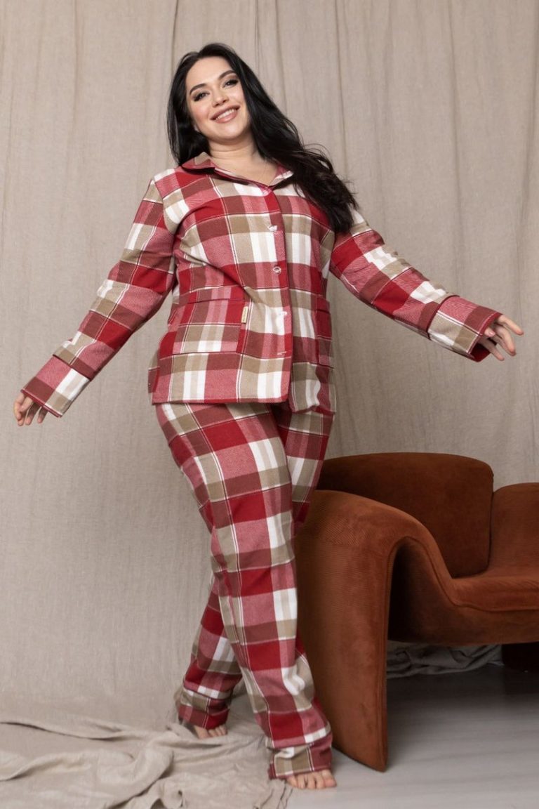 Фланелева піжама в клітинку П900 red