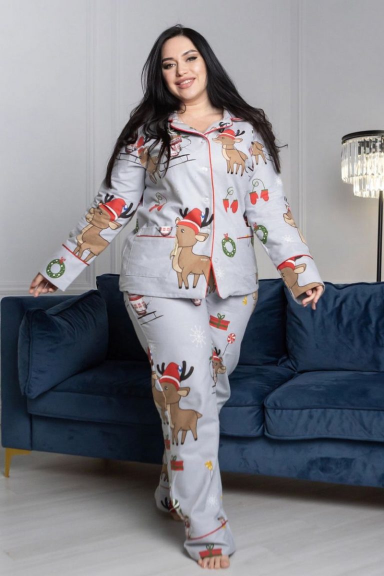 Фланелева піжама з принтом П915 gray