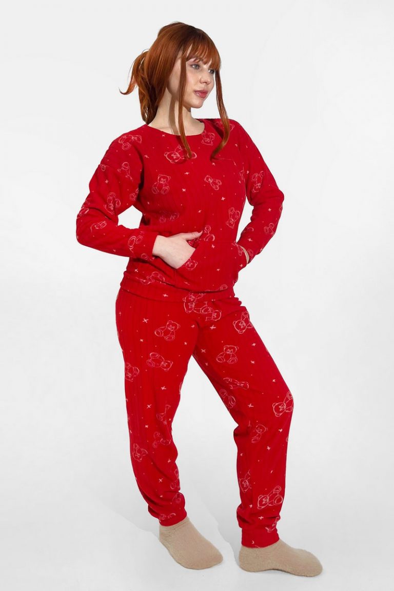 Флісова піжама в рубчик 3730-16