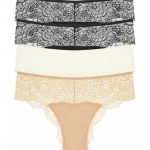 Мереживні трусики бразиліана 2069-24 (4 шт.) black/black/champagne/beige