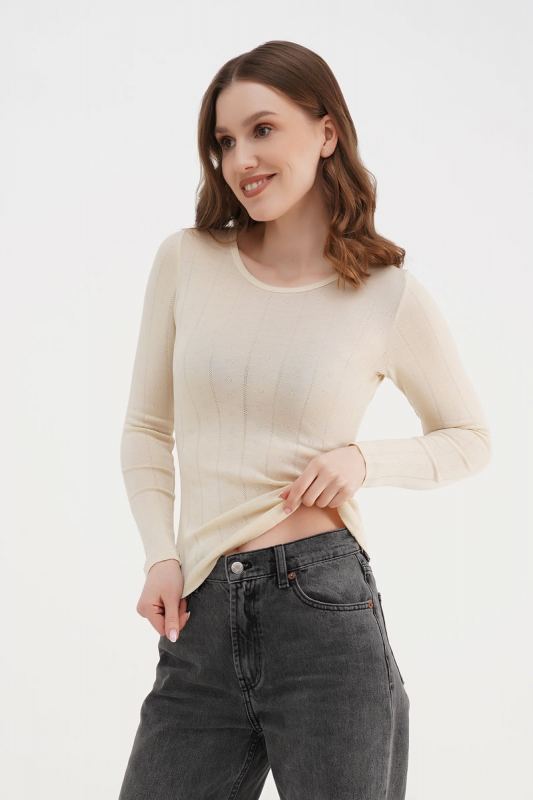 Вовняний ажурний лонгслів 23182