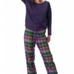 Фланелева піжама зі штанами в клітинку LNS 410 B23 violet