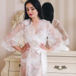 Мереживний пеньюар з атласним поясом 1301 ecri