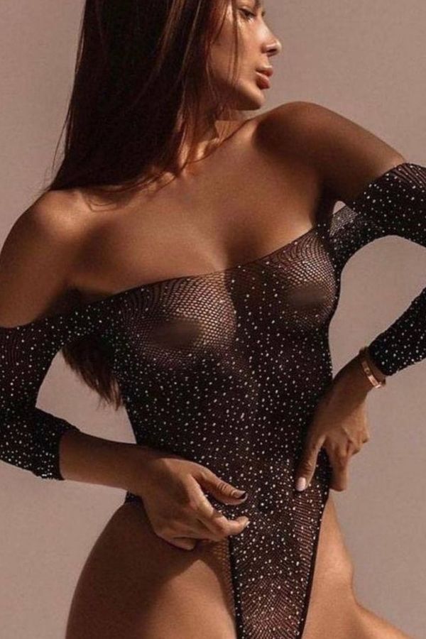 Прозоре боді зі стразами Sexi body P1077-1