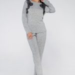 Піжама з мереживними аплікаціями 2105 grey