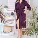 Халат с кружевными вставками Х501 plum