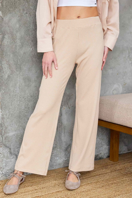 Брюки в рубчик L2002 Rib Viscose beige