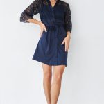 Халат с кружевом 0318 dark blue
