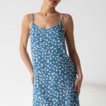 Сорочка из штапеля 0342 white flowers/blue