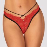 Трусики стринг из кружева Mettia red/black