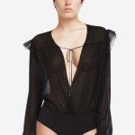 Боди-блуза с микросеткой 01D7 noir