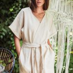 Халат из льна с поясом LGD 106 A21 beige