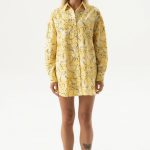 Хлопковая сорочка с принтом 251204-04 Strapped Cotton yellow flowers