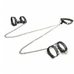 Кожаный ошейник с браслетами Dakota black